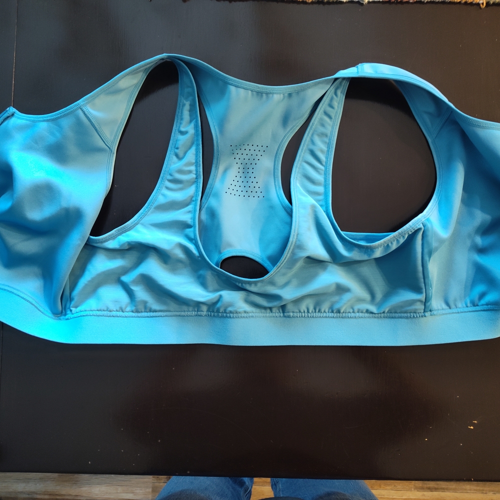 Fabletics Light Blue Zip-Front Bra - Picture 5 of 8